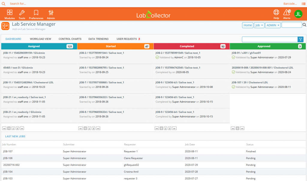 LabCollector Lab Services hemsida