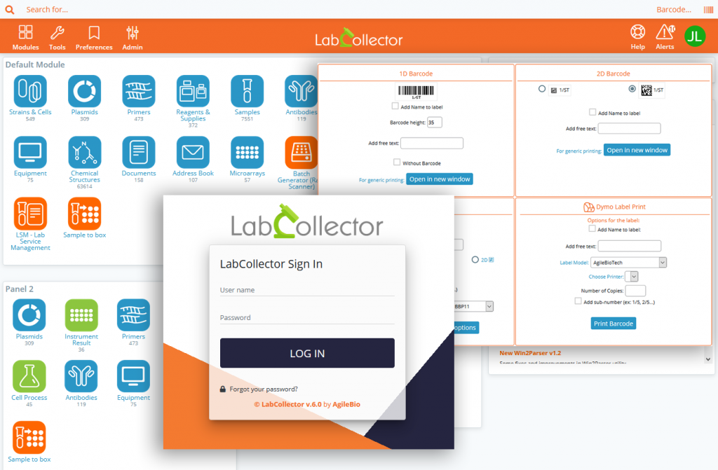 LabCollector Lab Services hemsida